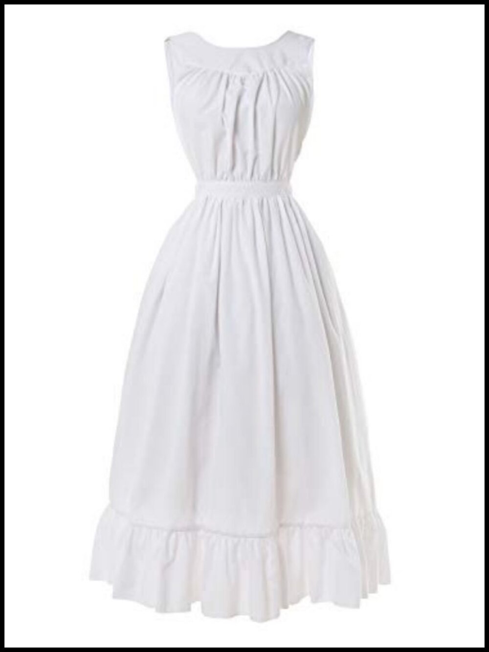 Vintage Ruffle Pinafore Apron Colonial Pioneer Full Length Cross Back